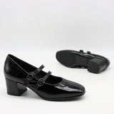 ESCARPINS À DOUBLES BRIDES EN CUIR VERNIS