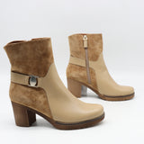 BOTTINES BI-MATIÈRE À TALONS CARRÉE