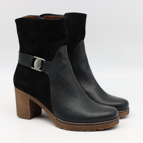 BOTTINES BI-MATIÈRE À TALONS CARRÉE