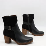 BOTTINES BI-MATIÈRE À TALONS CARRÉE