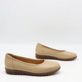 BALLERINES EN CUIR À SEMELLE CRANTÉE