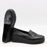 MOCASSINS COMPENSÉES EN CUIR À SEMELLE CRANTÉE