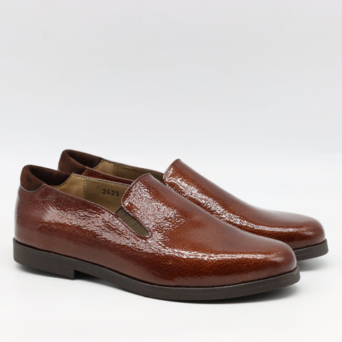 CHAUSSURES PLATES EN CUIR VERNIS FROISSÉE