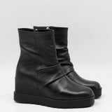 BOTTINES COMPENSÉES PLISSÉES EN CUIR