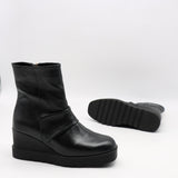 BOTTINES COMPENSÉES PLISSÉES EN CUIR