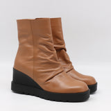 BOTTINES COMPENSÉES PLISSÉES EN CUIR