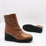 BOTTINES COMPENSÉES PLISSÉES EN CUIR