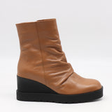 BOTTINES COMPENSÉES PLISSÉES EN CUIR