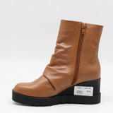 BOTTINES COMPENSÉES PLISSÉES EN CUIR