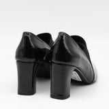 ESCARPINS À TALONS EN CUIR VERNIS ET ÉLASTIQUE