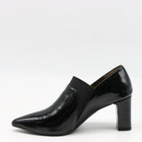 ESCARPINS À TALONS EN CUIR VERNIS ET ÉLASTIQUE