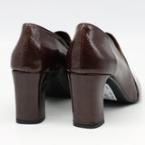 ESCARPINS À TALONS EN CUIR VERNIS ET ÉLASTIQUE