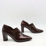 ESCARPINS À TALONS EN CUIR VERNIS ET ÉLASTIQUE