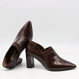 ESCARPINS À TALONS EN CUIR VERNIS ET ÉLASTIQUE