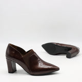 ESCARPINS À TALONS EN CUIR VERNIS ET ÉLASTIQUE