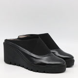 SABOTS COMPENSÉES EN CUIR À ÉLASTIQUES