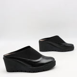 SABOTS COMPENSÉES EN CUIR À ÉLASTIQUES