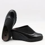 SABOTS COMPENSÉES EN CUIR À ÉLASTIQUES