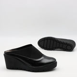 SABOTS COMPENSÉES EN CUIR À ÉLASTIQUES