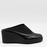 SABOTS COMPENSÉES EN CUIR À ÉLASTIQUES