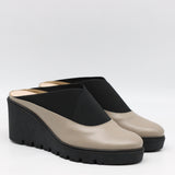 SABOTS COMPENSÉES EN CUIR À ÉLASTIQUES