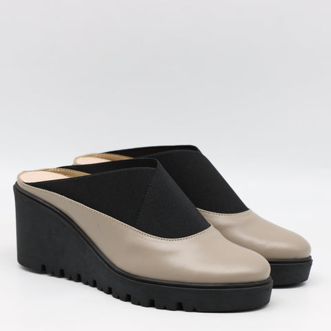 SABOTS COMPENSÉES EN CUIR À ÉLASTIQUES