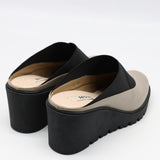 SABOTS COMPENSÉES EN CUIR À ÉLASTIQUES