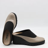 SABOTS COMPENSÉES EN CUIR À ÉLASTIQUES