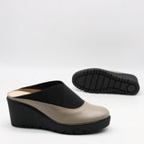 SABOTS COMPENSÉES EN CUIR À ÉLASTIQUES