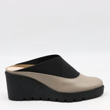 SABOTS COMPENSÉES EN CUIR À ÉLASTIQUES