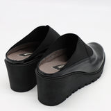 SABOTS COMPENSÉES EN CUIR VERNIS À ÉLASTIQUES