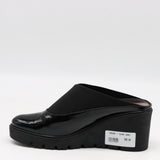 SABOTS COMPENSÉES EN CUIR VERNIS À ÉLASTIQUES