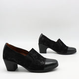 CHAUSSURES À TALONS EN CUIR ET ÉLASTIQUE