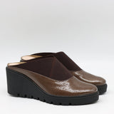 SABOTS COMPENSÉES EN CUIR VERNIS À ÉLASTIQUES