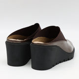 SABOTS COMPENSÉES EN CUIR VERNIS À ÉLASTIQUES