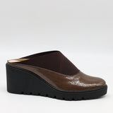 SABOTS COMPENSÉES EN CUIR VERNIS À ÉLASTIQUES