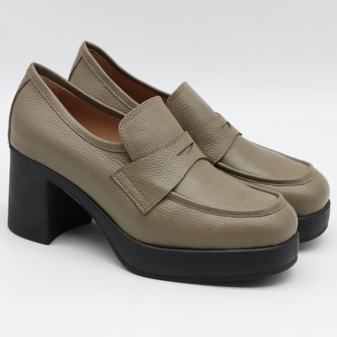 CHAUSSURES COLLEGE TALON CARRÉ EN CUIR