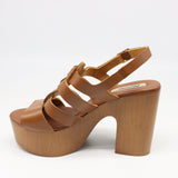 SANDALES À TALONS EN CUIR