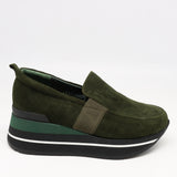 BASKETS COMPENSÉE EN DAIM CUIR