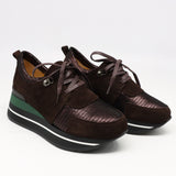 BASKETS COMPENSÉE À LACETS EN DAIM CUIR