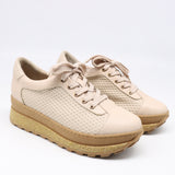 BASKETS COMPENSÉE À LACETS EN CUIR