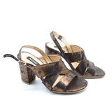 SANDALES EN CUIR À TALON CARRÉ ET BRIDE À CHEVILLE