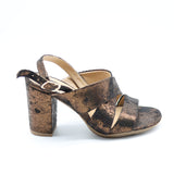 SANDALES EN CUIR À TALON CARRÉ ET BRIDE À CHEVILLE