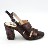 SANDALES EN CUIR À TALON CARRÉ ET BRIDE À CHEVILLE