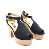 SANDALES À TALONS EN DAIM CUIR