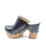 SABOTS À TALONS EFFET BOIS EN CUIR