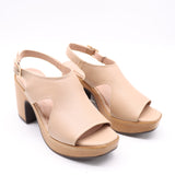 SANDALES À TALONS EN CUIR