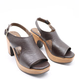 SANDALES À TALONS EN CUIR