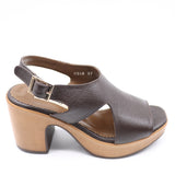 SANDALES À TALONS EN CUIR