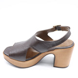 SANDALES À TALONS EN CUIR